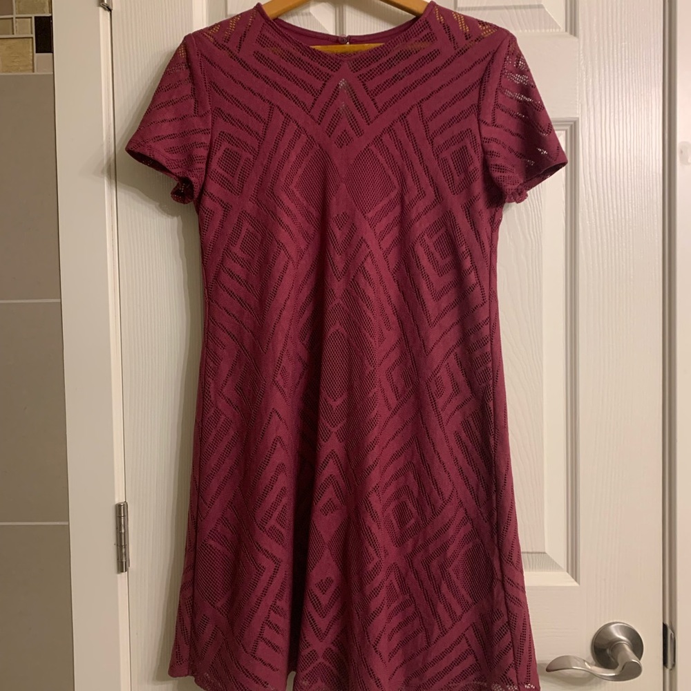 Magenta Lace Overlay Dress